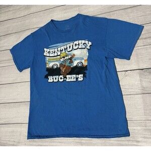 Kentucky Buc-ee's Gas Station Souvenir Graphic T Shirt Size Large Blue Defects